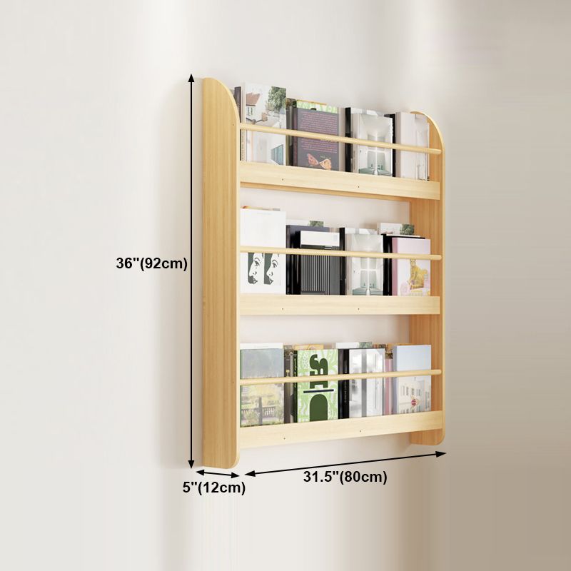 Wood Floating Bookcase Contemporary Style Wall Mounted Book Shelf