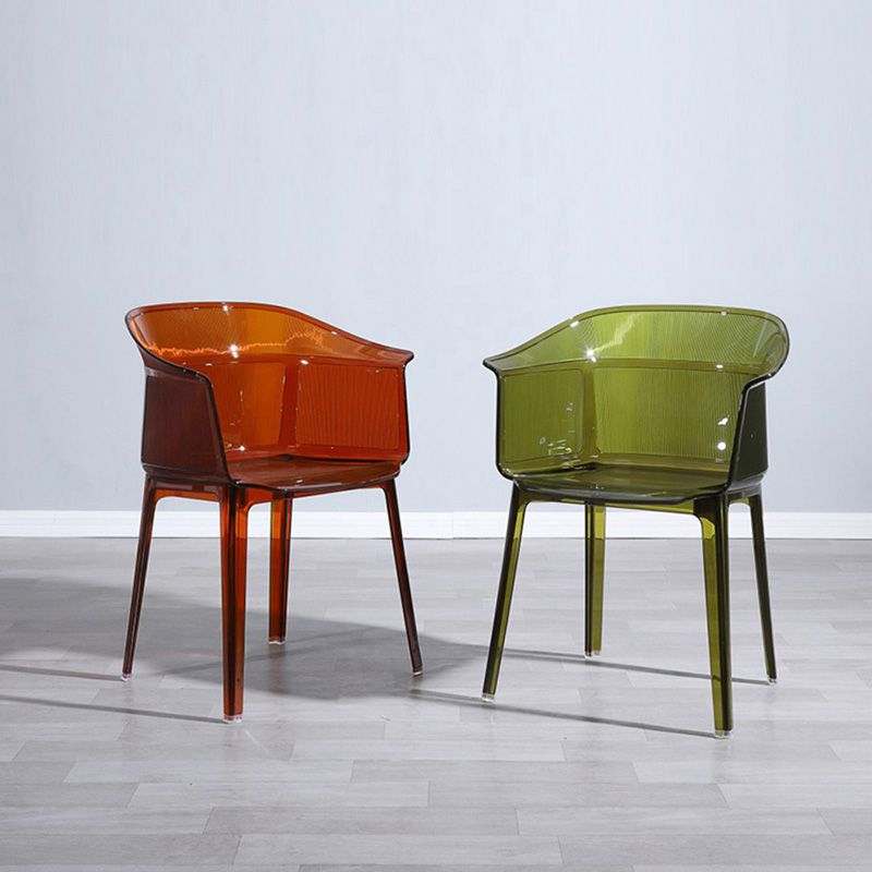 Nordic Style Plastic Dining Armchair Stacking Dining Chair for Restaurant