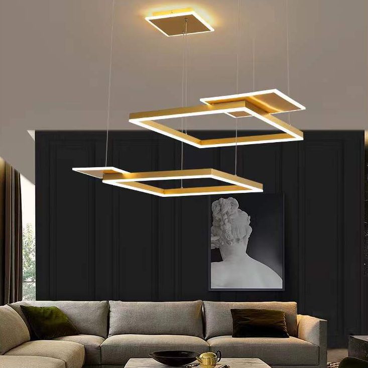 Modern Chandelier Light Fixtures 5-Light Hanging Pendant Lamps with White Acrylic Shade