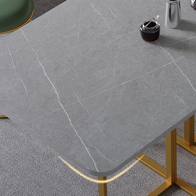 59"H Modern Sintered Stone Table Foldable Rectangle Table with Trestle Base