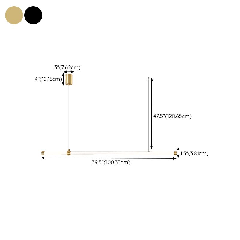Linear LED Hanging Lamp Minimalism Island Light Fixture with Acrylic Shade for Dining Room