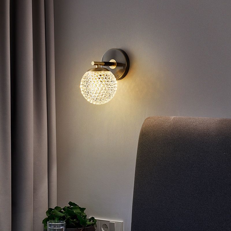 Modern Style Wall Light Ball Shade in Gold Sconces for Bedroom