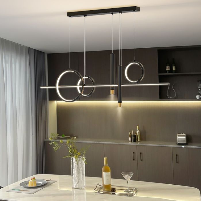 Aluminium Rectangular LED Island Pendant Light in Modern Creative Style Acrylic Ceiling Fixture for Dining Room