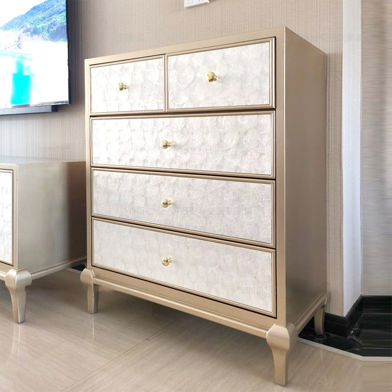 5 Drawers Champagne Storage Chest Glam Vertical Lingerie Chest