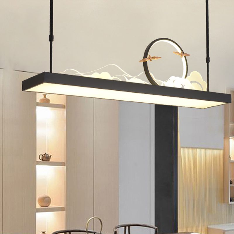 Modern Style Geometry Shape Island Lights Metal 3 Light Island Pendant Lights in Black
