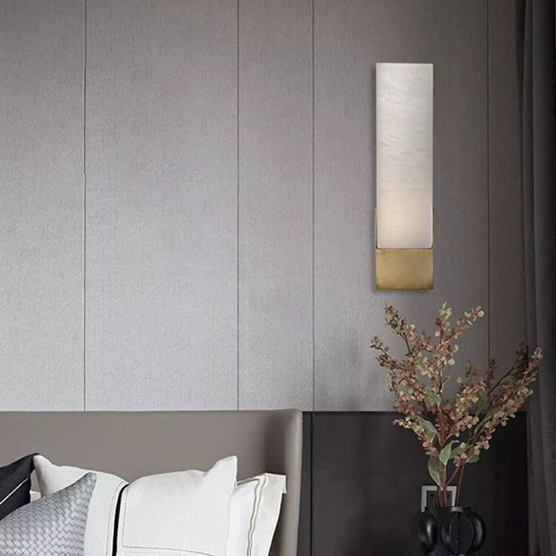 Modern Cuboid Sconce Light Fixture Stone 1-Light Wall Lights for Bedroom