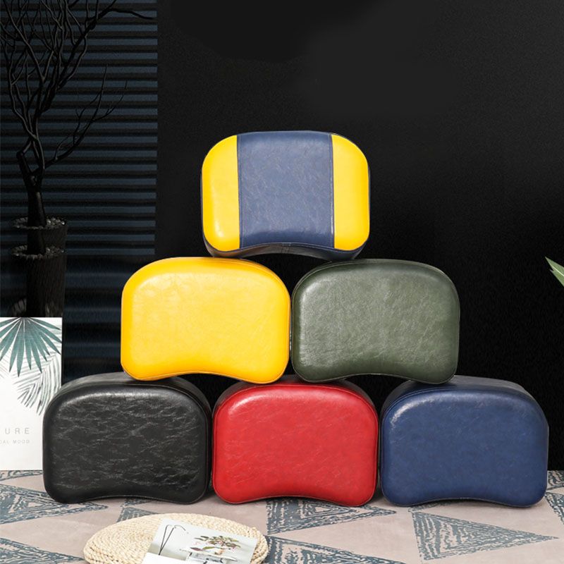 Nailhead Trim Ottoman Leather Special Shape Contrast Color Stain Resistant Ottoman