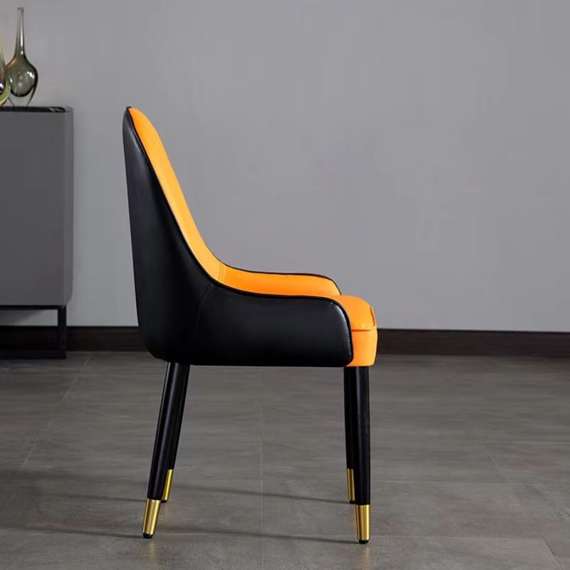Contemporary Faux Leather Dining Chairs Parsons Armless Dining Chairs