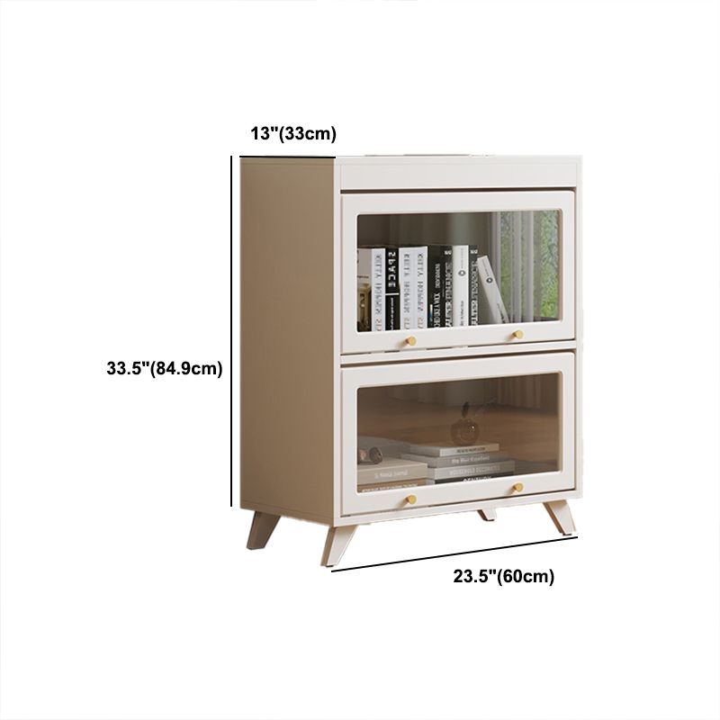 13"W Bookcase Contemporary Style White Bookshelf for Home Office with Doors
