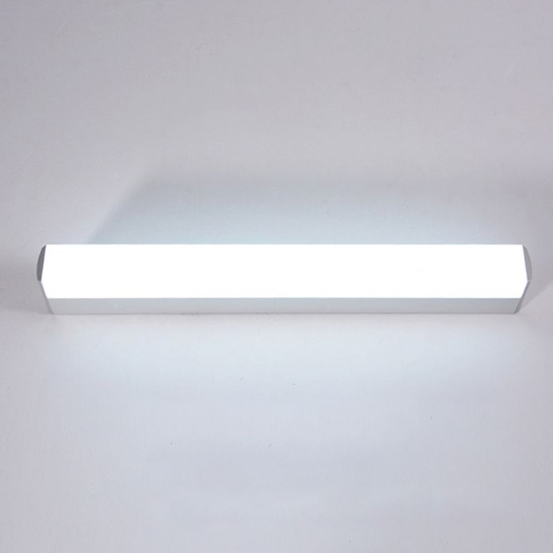 Modern Style Strip Wall Light 1 Light LED Mirror Light in Silver for Toilet