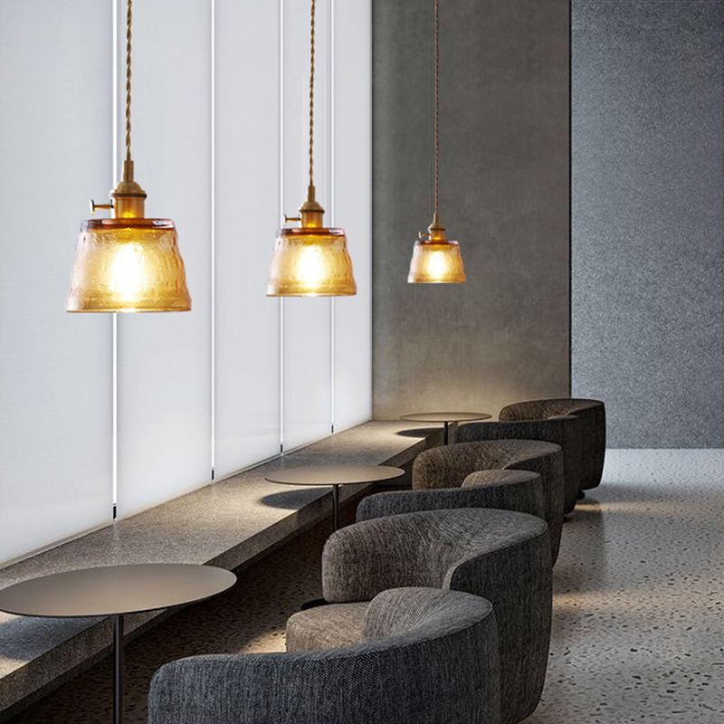 Glass Cup Shade Hanging Lights Industrial Style 1 Light Hanging Mount Fixture for Bedroom