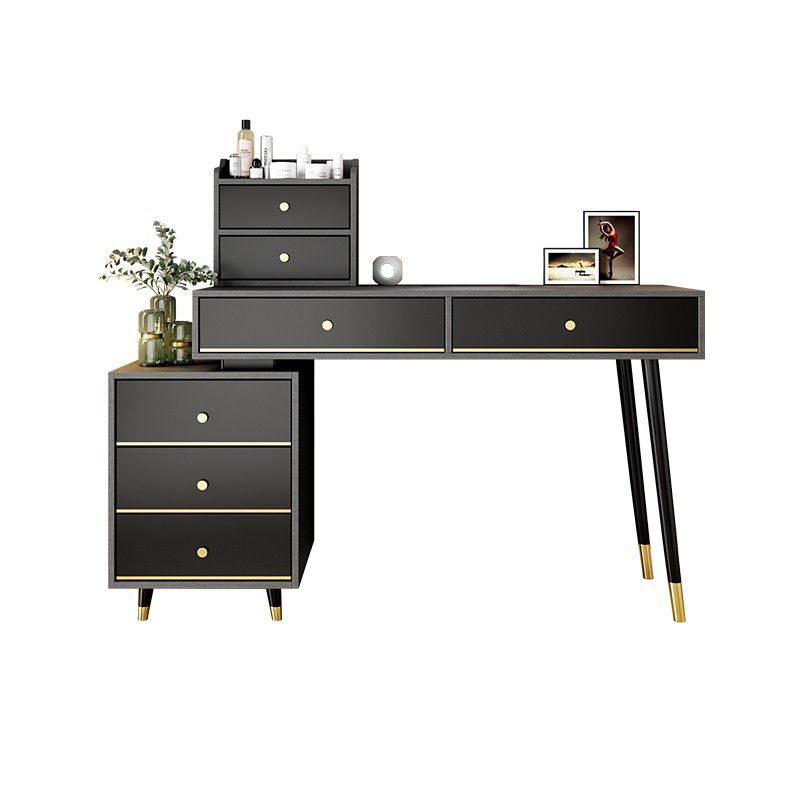 Black Make-up Vanity 15.74" Wide Wood Vanity Set with Storage Drawers