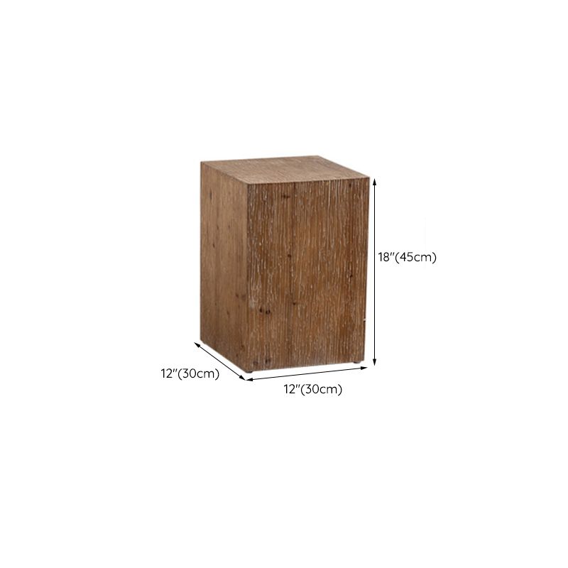French Country Wood Block Side Table Square End Table, 11.8 inch Wide