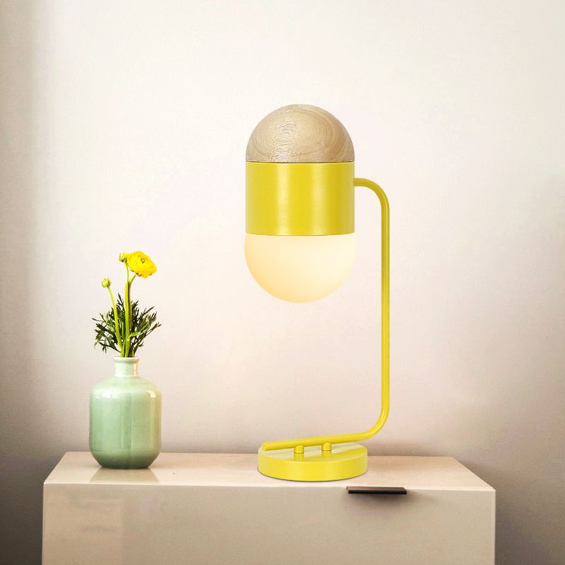Capsule Nachtlicht Modern metallic nachtkastje nachtkastje lamp in geel en hout