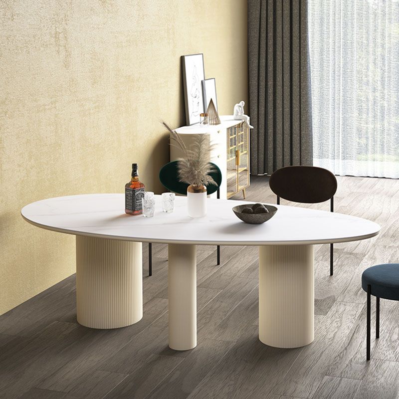 Modern Stone Top Dinette Table Oval Home Kitchen Dinner Tripod Dining Table