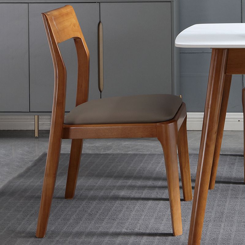 Modern Upholstered Armless Chair Home Solid Wood Dining Chair
