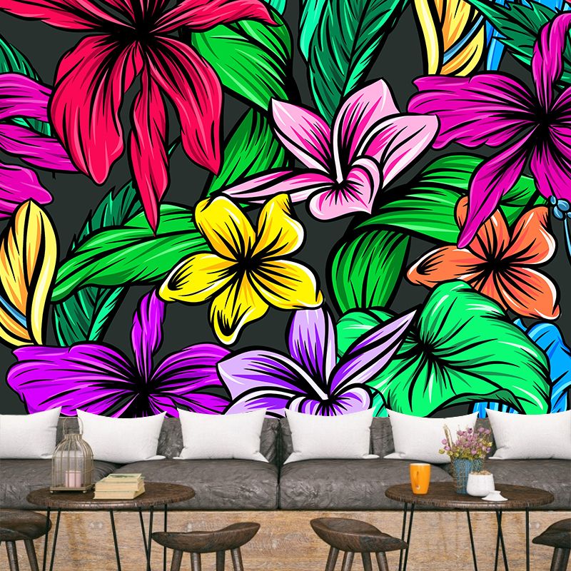 Mildew Resistant Ornamental Wall Mural Tropical Botanical Leaves Wall Covering for Accent Wall