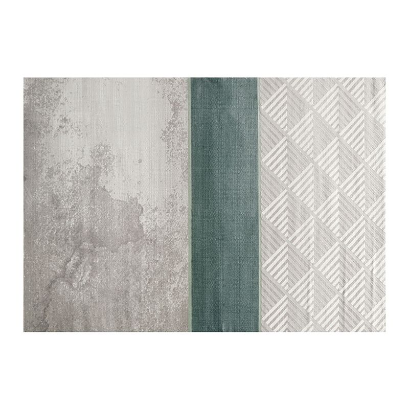 Green Living Room Area Carpet Color-Blcked Polyester Area Rug Stain Resistant Rug