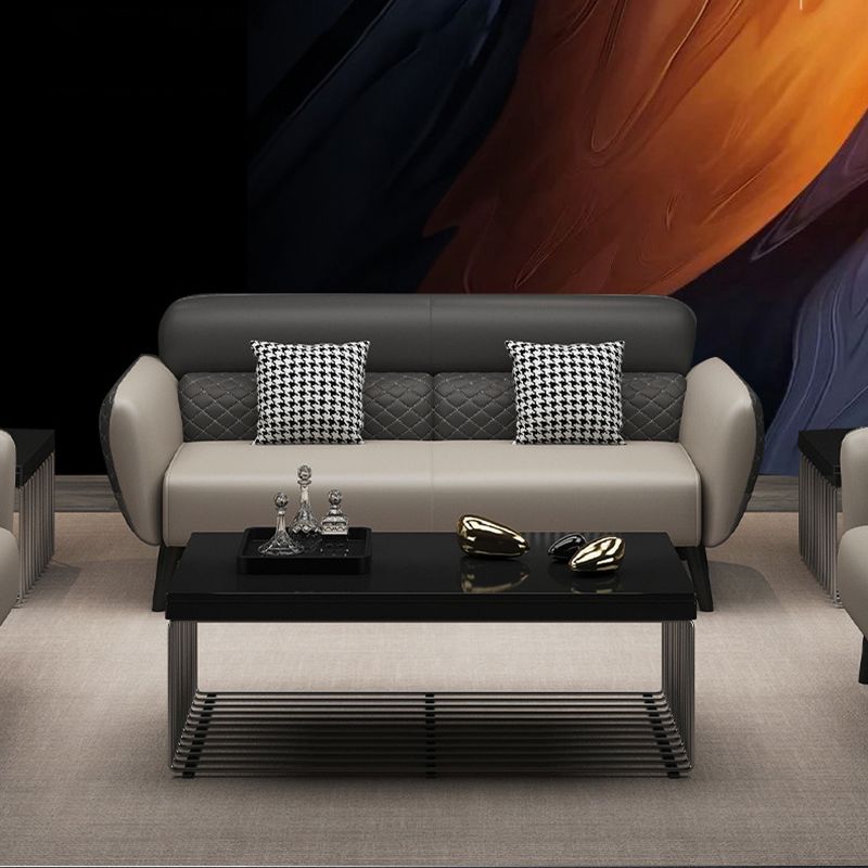 31.49" D x 33.46" H Flared Arm Sofa Faux Leather Sofa for Living Room