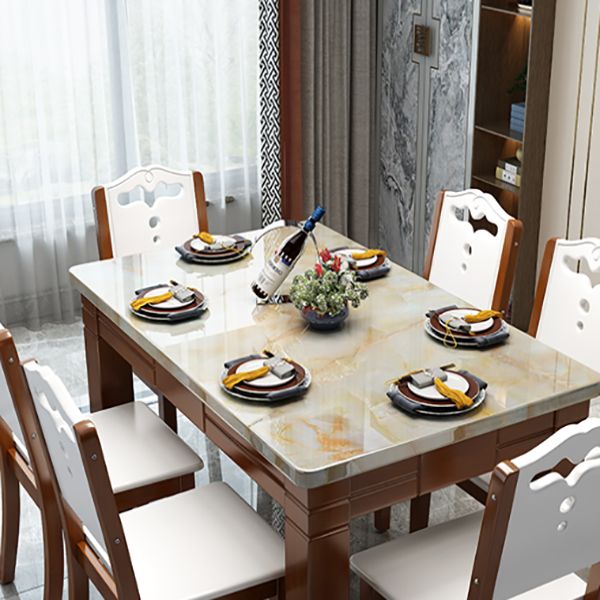 Contemporary Rectangle Dining Site Table Marble Dining Room Collection with 4-foot