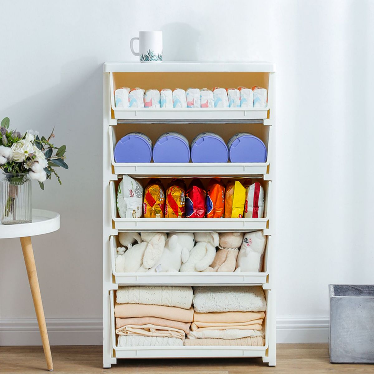 Contemporary Style Non-Hanging Armoire Plastic Home Storage Cabinet