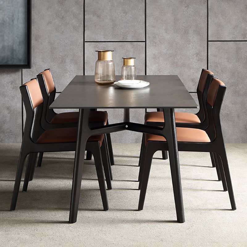 Modern Rectangle Dinette Set 1/4/5/7 Pieces Black Stone Top Indoor Dining Set