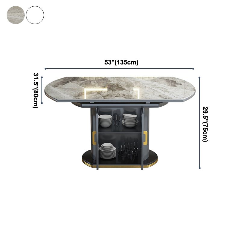 Glam Sintered Stone Top Table Round Shape Standard Dining Table for Kitchen