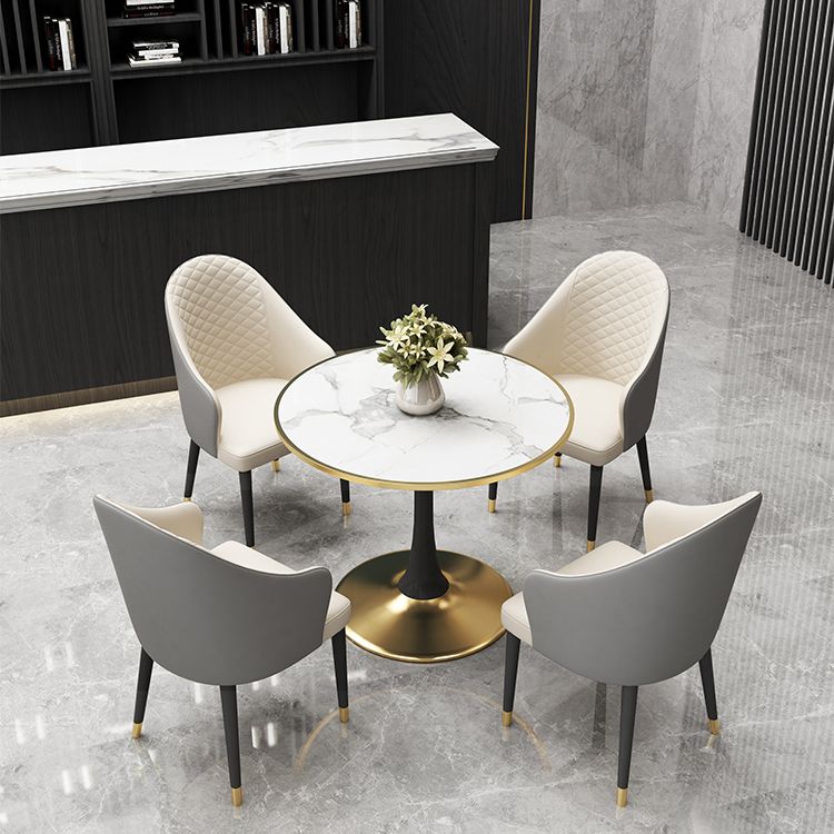 Tavolo da pranzo di lusso tradizionale da 31,5 '"tavolo rotondo con base di tulipani in metallo