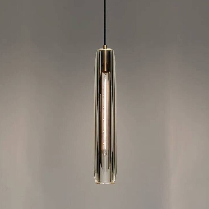 15.3 "Lengte K9 Kristallen Hanglicht Postmoderne stijl Brass Simplicity Lighting Fixture in rookgrijs voor eetkamer