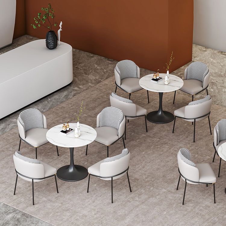 Round Dining Table Set with Metal Base 1/5 Pieces Modern Dinette Set for Kitchen