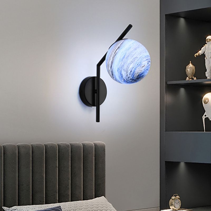 Modernist Wall Sconce Orb Wall Light Fixture with Glass for Bedroom
