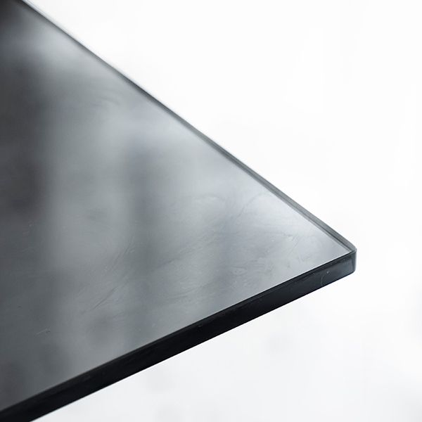 Contemporary Rectangular Glass Top Dining Table with Steel Legs