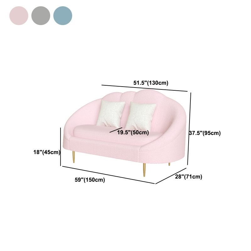 Velvet Contemporary Curved Sofa Sloped Arm Sofa for Living Room