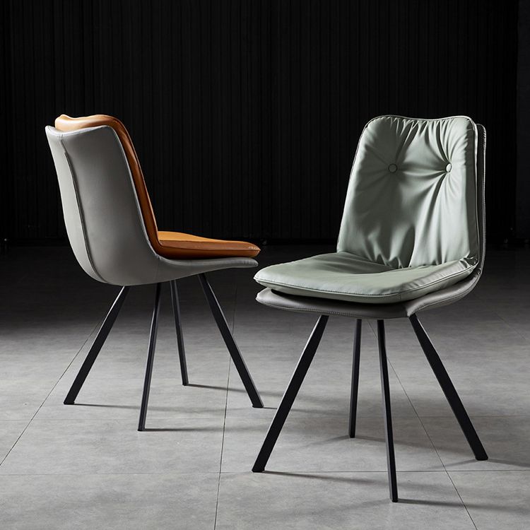 Contemporary Armless Dining Chairs Leather Curved Parsons Side Chair for Brasserie