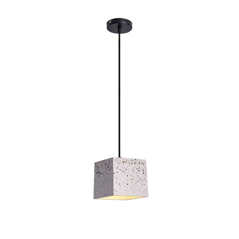 Éclairage pendentif en cube blanc moderne Nordic 1 Light Terrazzo Plafond lampe pour restaurant