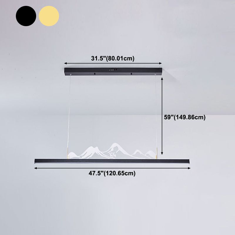 Modern Style Dining Chandelier Lamp Dining Room LED Long Strip Pendant Light Fixture