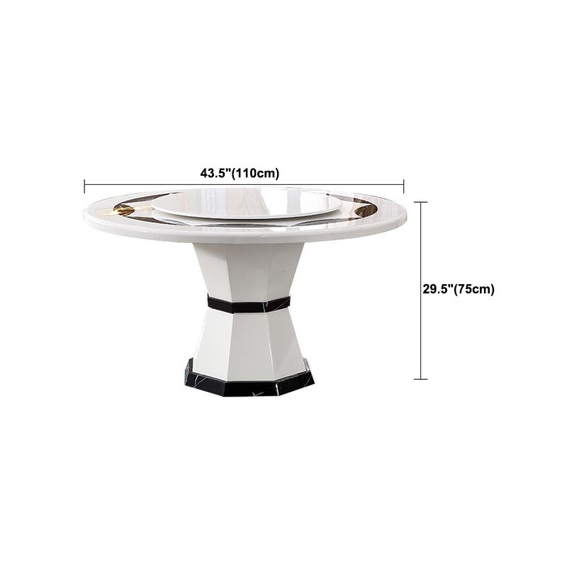 Round Pedestal Dining Site Table Marble Tripod Base Dining Room Collection With Turntable