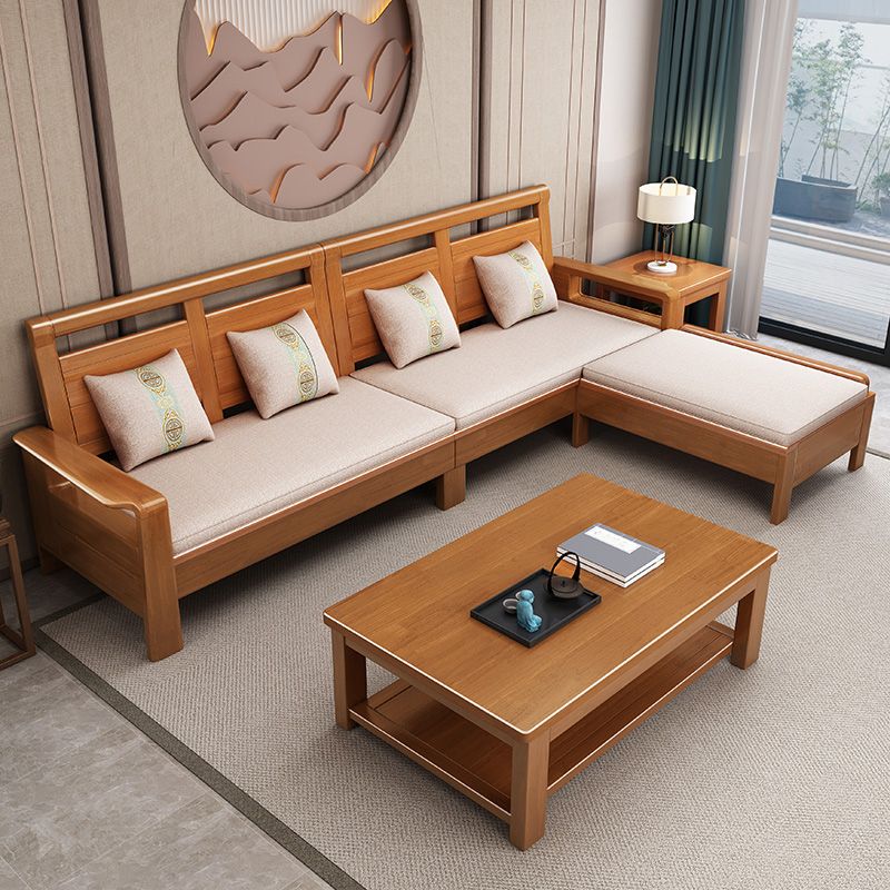 37"H Contemporary Sectional Sofa Fabric Sectional with Bostol Pillows