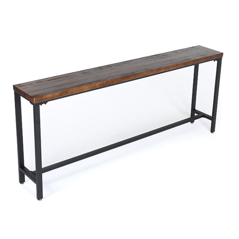 Coffee Shop Rectangle Wood Top Counter Table Iron Base Industrial Bar Table