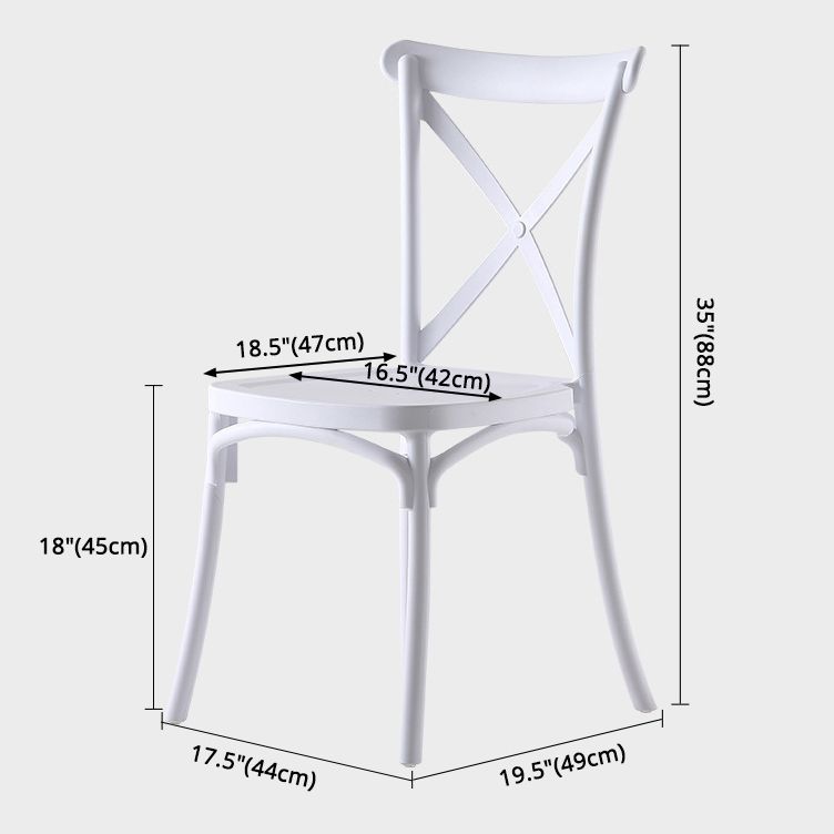 Chaise de salle à manger en plastique de style moderne, chaise latérale à dossier croisé de 17 pouces de large pour la cuisine