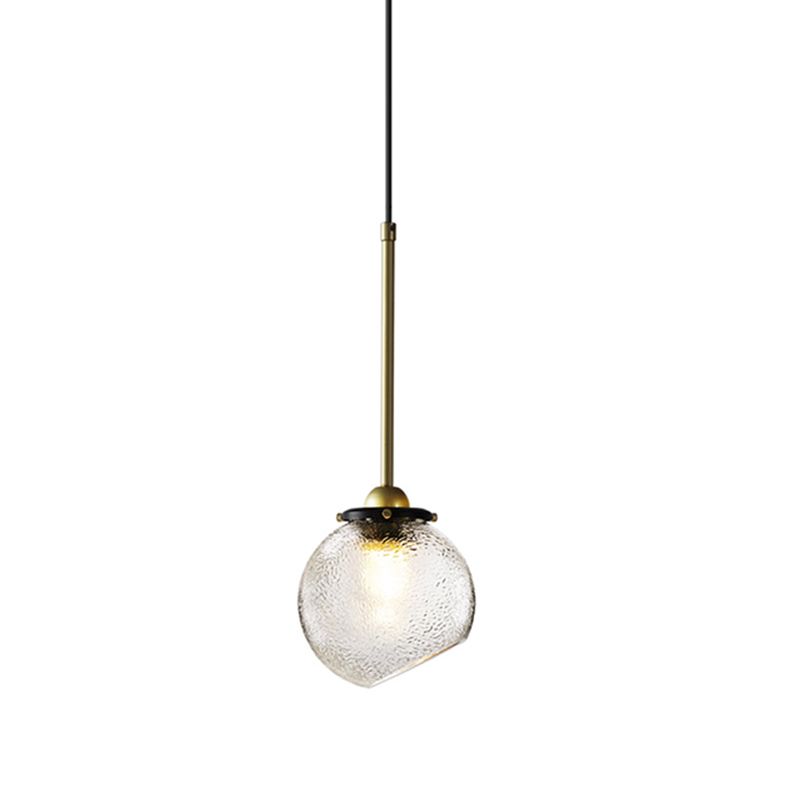 Modern 1 Bulb Hanging Light Gold Sphere Ceiling Suspension Lamp with Water Glass Shade