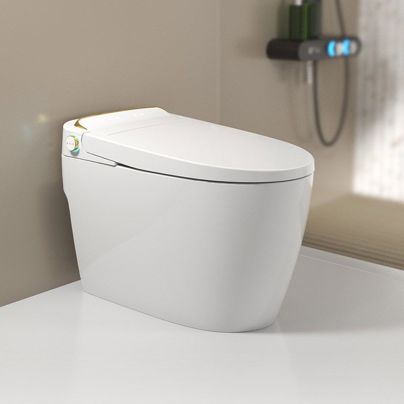 Modern White Concealed Tank Toilet Skirted ABS Floor Mounted Flush Toilet with Seat