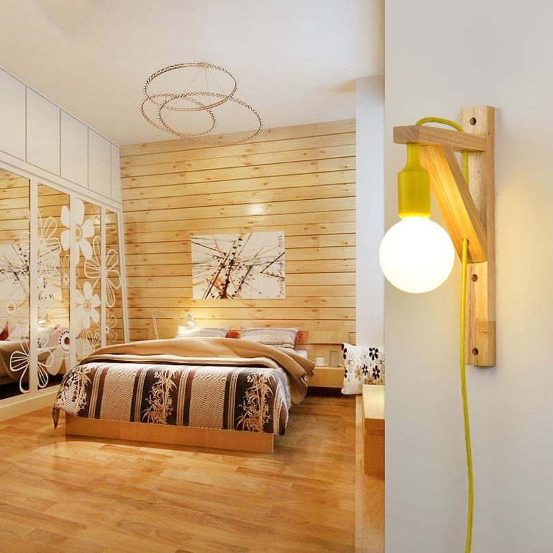 Modern Wall Light Fixture Wood 1 Light Wall Mounted Lighting for Living Room