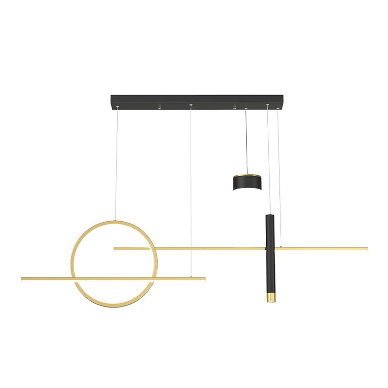 Contemporary Linear Chandelier Lighting Fixtures Metal Island Ceiling Light for Kitchen