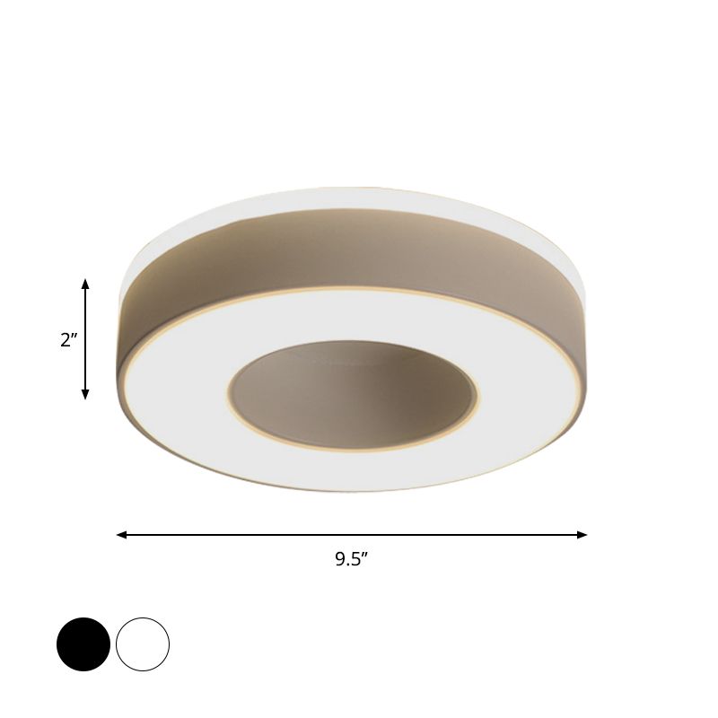 LED Corridor Ceiling Light Simple Black/White Flush Mounted Lamp with Small Square/Round Acrylic Frame, Warm/White Light