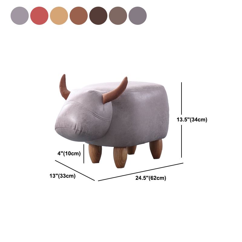 Contemporary Standard Ottoman with Upholstered Faux Leather Top Pouf