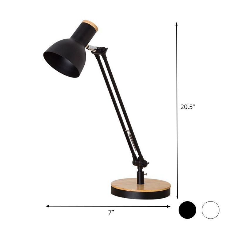 Gewölbter Metallschreibtisch Licht Moderne 1 Glühbirne Schwarz/Weiß Nachttischlampe mit rotierenden Knoten