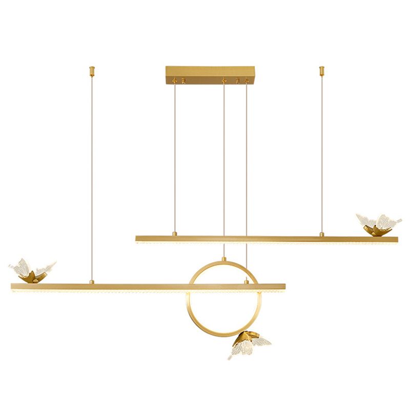 Luce dell'isola geometrica moderna lampadario a sospensione Metal 6 Luci dell'isola luminosa in oro