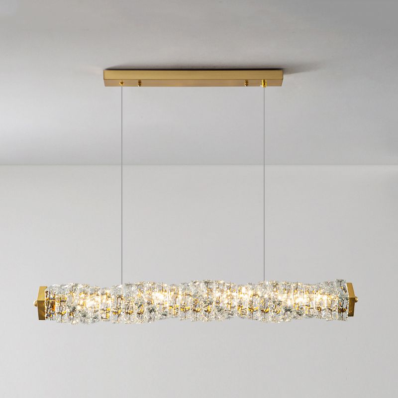 Single Modernism Golden Ceiling Light Crystal Kitchen Island Lighting
