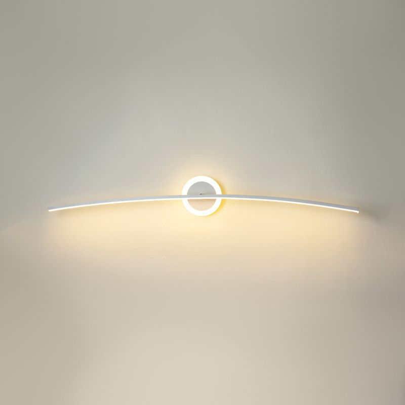 Metal Slim Wall Vanity Light Modern Style 1 Light Vanity Lighting Ideas in White